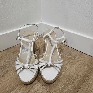 Colin Stuart White Strappy Espadrille Wedge Sandals
